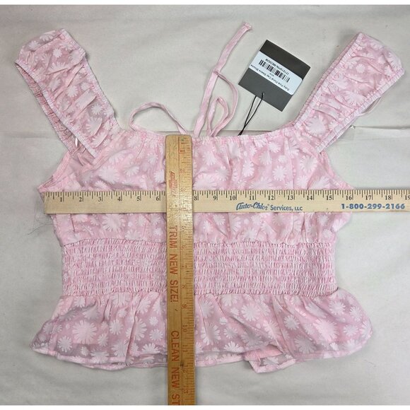 Lelis Baby Pink Floral Cap Sleeve Blouse Medium - Picture 8 of 8